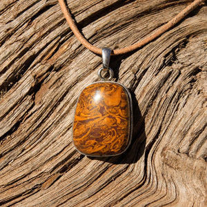 Calligraphy Jasper Cabochon and Sterling Silver Pendant (SSP 1088)
