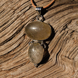 Rutilated Quartz Cabochon and Sterling Silver Pendant (SSP 1111)