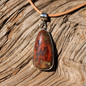 Forest Jasper Cabochon and Sterling Silver Pendant (SSP 1114)