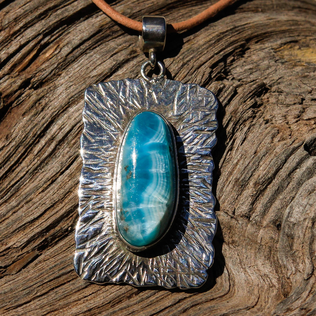 Hemimorphite Cabochon and Sterling Silver Pendant (SSP 1118)