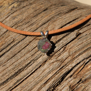 Watermelon Tourmaline and Sterling Silver Pendant (SSP 1127)