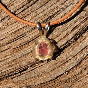Watermelon Tourmaline and Sterling Silver Pendant (SSP 1128)