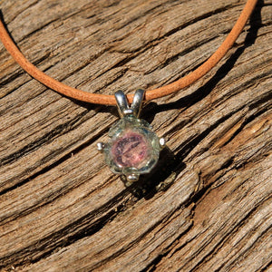 Watermelon Tourmaline and Sterling Silver Pendant (SSP 1129)
