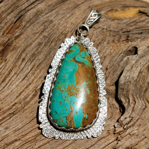Turquoise (Royston) Cabochon and Sterling Silver Pendant (SSP 1158)