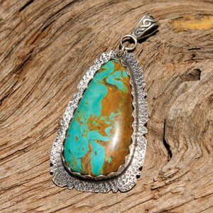 Turquoise (Royston) Cabochon and Sterling Silver Pendant (SSP 1158)