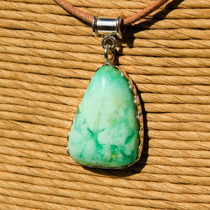 Chrysoprase Cabochon and Sterling Silver Pendant (SSP 1168)