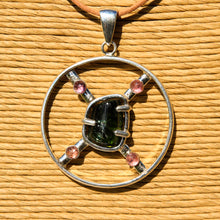 Load image into Gallery viewer, Pink and Green Tourmaline Cabochons and Sterling Silver Pendant (SSP 1169)
