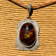 Load image into Gallery viewer, Fire Agate Cabochon and Sterling Silver Pendant (SSP 1173)
