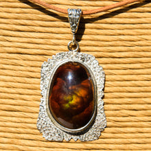 Load image into Gallery viewer, Fire Agate Cabochon and Sterling Silver Pendant (SSP 1173)
