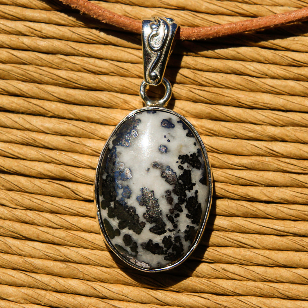 Silver Ore in Quartz Cabochon and Sterling Silver Pendant (SSP 1174)