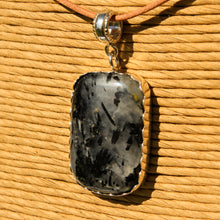 Load image into Gallery viewer, Black Tourmaline and Quartz Cabochon and Sterling Silver Pendant (SSP 1177)
