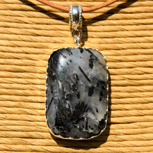 Load image into Gallery viewer, Black Tourmaline and Quartz Cabochon and Sterling Silver Pendant (SSP 1177)
