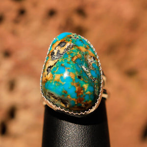 Turquoise (Kingman) Cabochon and Sterling Silver Ring (SSR 1010)