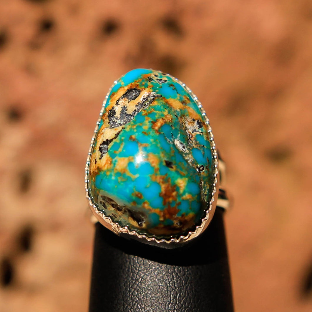 Turquoise (Kingman) Cabochon and Sterling Silver Ring (SSR 1010)