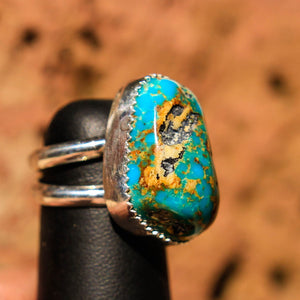 Turquoise (Kingman) Cabochon and Sterling Silver Ring (SSR 1010)