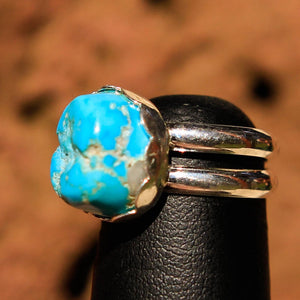 Turquoise (Sleeping Beauty) Cabochon and Sterling Silver Ring (SSR 1014)