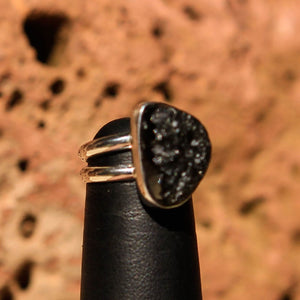 Moldavite Cabochon and Sterling Silver Ring (SSR 1022)