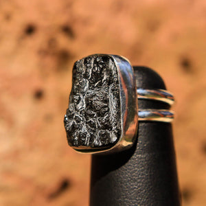 Moldavite Cabochon and Sterling Silver Ring (SSR 1024)