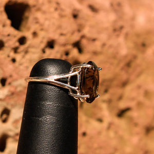 Smoky Quartz (Faceted) and Sterling Silver Ring (SSR 1028)