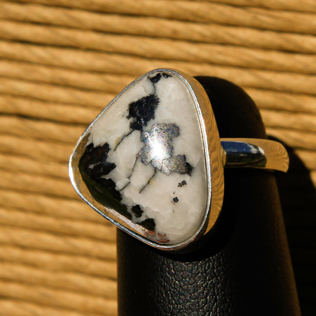 Silver Ore in Quartz Cabochon and Sterling Silver Ring (SSR 1033)