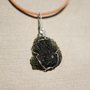 Moldavite and Sterling Silver Wire Wrap Pendant (SSWW 1002)