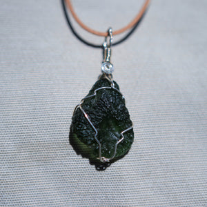 Moldavite and Sterling Silver Wire Wrap Pendant (SSWW 1003)