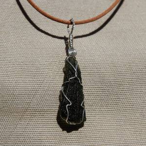 Moldavite and Sterling Silver Wire Wrap Pendant (SSWW 1004)