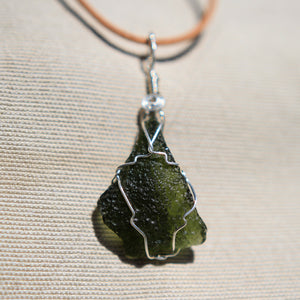 Moldavite and Sterling Silver Wire Wrap Pendant (SSWW 1005)
