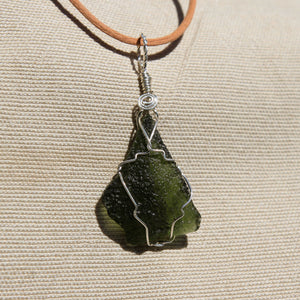 Moldavite and Sterling Silver Wire Wrap Pendant (SSWW 1005)