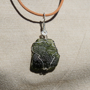 Moldavite and Sterling Silver Wire Wrap Pendant (SSWW 1006)