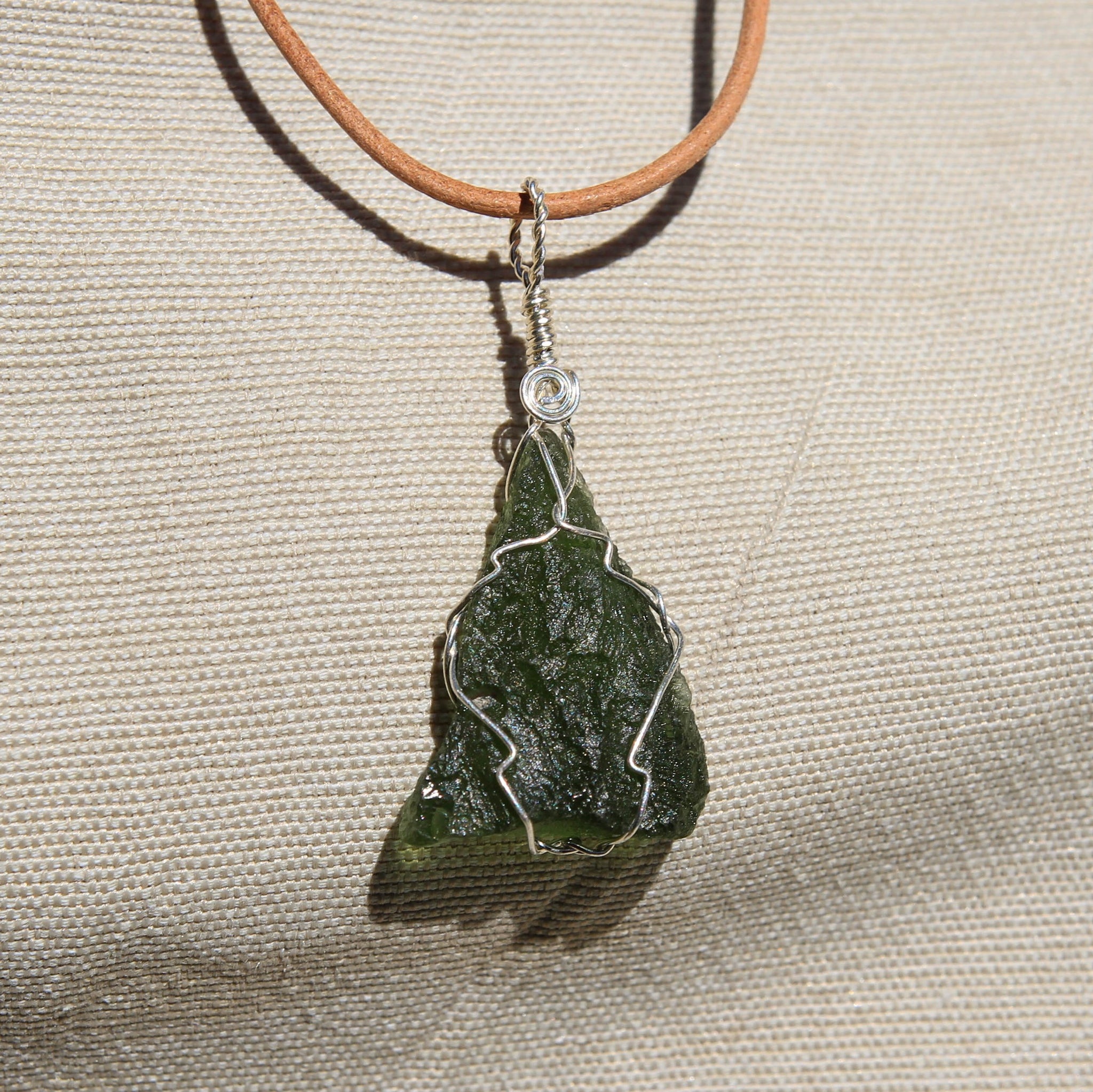 Moldavite and Sterling Silver Wire Wrap Pendant (SSWW 1007)