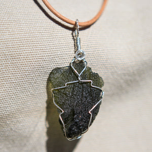 Moldavite and Sterling Silver Wire Wrap Pendant (SSWW 1008)