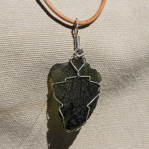 Moldavite and Sterling Silver Wire Wrap Pendant (SSWW 1008)