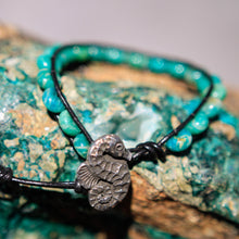 Load image into Gallery viewer, Amazonite Bead and Leather Wrap Bracelet (WB 24)
