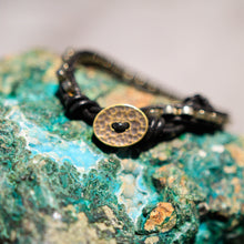 Load image into Gallery viewer, Pyrite Bead and Leather Wrap Bracelet (WB 36)
