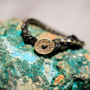 Pyrite Bead and Leather Wrap Bracelet (WB 36)