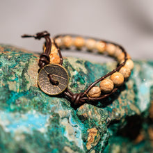 Load image into Gallery viewer, Picture Jasper Bead and Leather Wrap Bracelet (WB 42)
