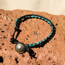 Load image into Gallery viewer, Turquoise Bead and Leather Wrap Bracelet (WB 51)
